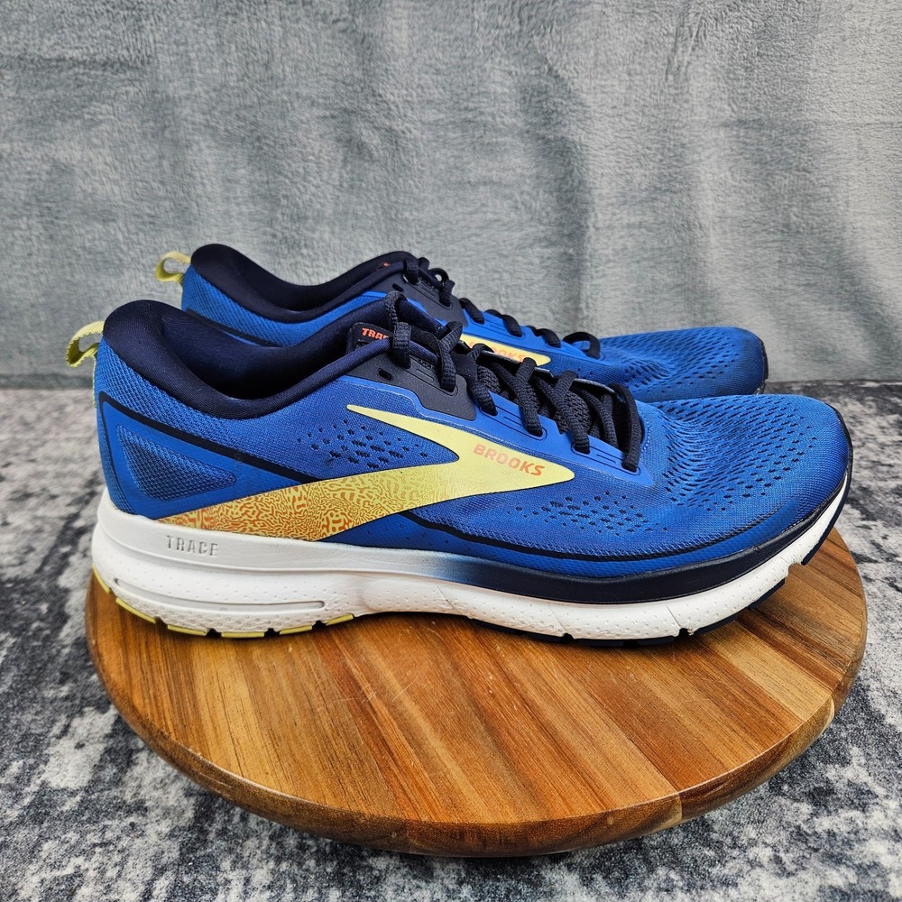 Brooks Trace 3 Shoes Men's 12 Blue Yellow Running Sneakers Athletic 1104121D476